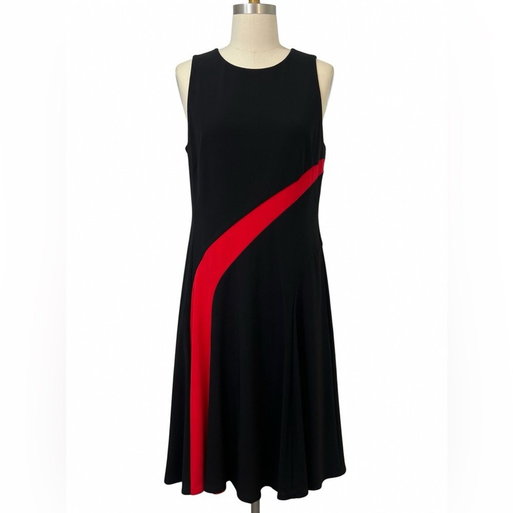 Lauren Ralph Lauren Women’s Dress 10 Black, Pink Zip Sleeveless, Stretch, A-Line